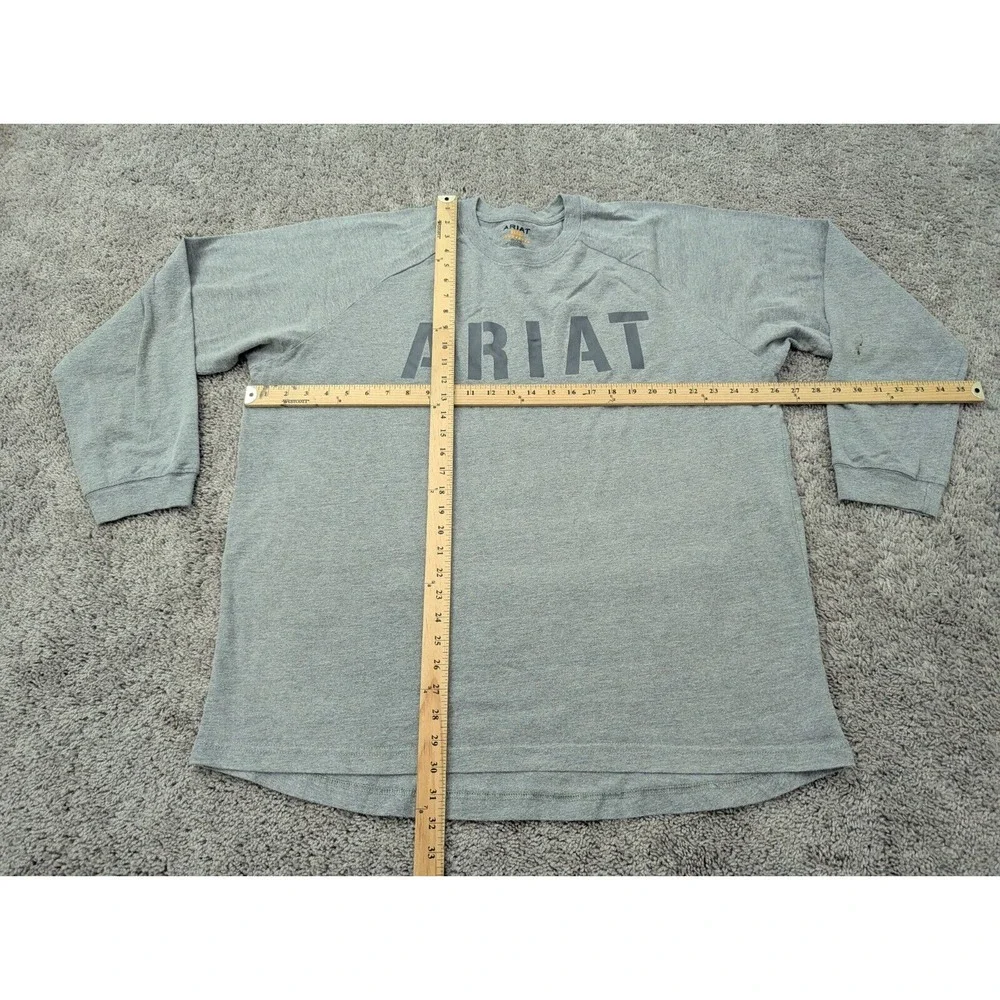 Ariat Rebar Sweater Mens 2XL Pullover Long Sleeve Crew Neck Gray‎ Spellout